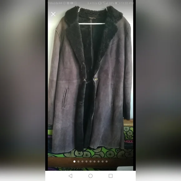 Dark Brown Shearling Coat - Picture 1 of 6